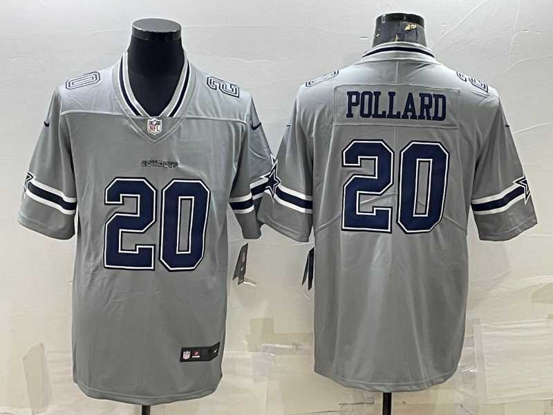 Mens Dallas Cowboys #20 Tony Pollard Gray Vapor Untouchable Limited Stitched Jersey